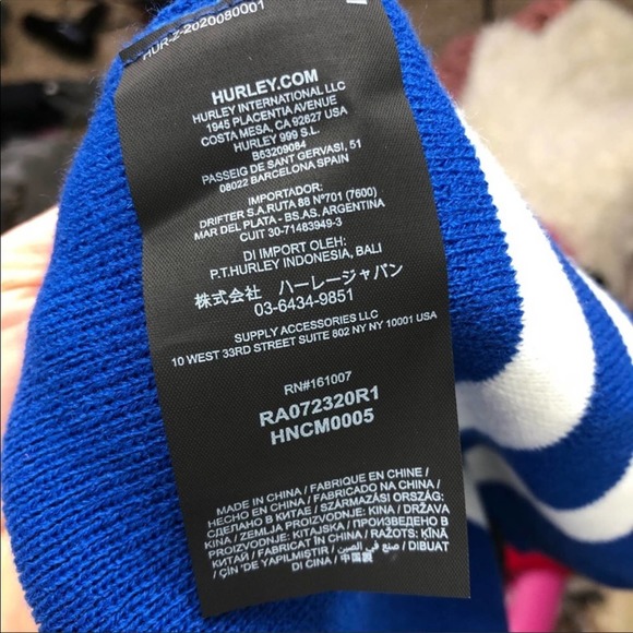 Hurley NEW 2 Piece Mens Winter Hat Beanie Scarf Gift Set Skate Blue White Black - Picture 7 of 9